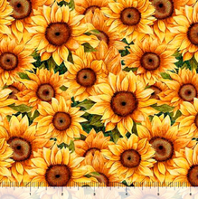 Load image into Gallery viewer, QT Fabrics - Sunflower Serenade - Packed Sunflowers - 1/2 YARD CUT