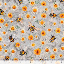 Load image into Gallery viewer, QT Fabrics - Sunflower Serenade - Sunflowers and Bumble Bees - 1/2 YARD CUT