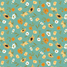 Load image into Gallery viewer, QT Fabrics - Chickens in the Meadow - Tossed Meadow Flowers - 1/2 YARD CUT