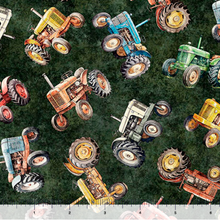 Load image into Gallery viewer, QT Fabrics - Lil Farmers - Tractors Evergreen - 1/2 YARD CUT