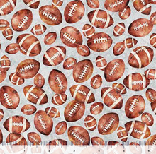 Load image into Gallery viewer, QT Fabrics - Gridiron Gang - Footballs - Gray - 1/2 YARD CUT