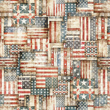 Load image into Gallery viewer, QT Fabrics - American Country - Flag Patchwork - Cream - 1/2 YARD CUT