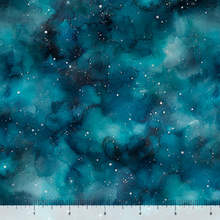 Load image into Gallery viewer, QT Fabrics - Skyward - Night Sky - Teal - 1/2 YARD CUT