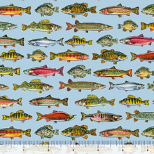 Load image into Gallery viewer, QT Fabrics - The Lure of Fishing - Fish Set - Blue - 1/2 YARD CUT