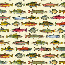 Load image into Gallery viewer, QT Fabrics - The Lure of Fishing - Fish Set - Buttercream - 1/2 YARD CUT