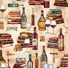 Load image into Gallery viewer, QT Fabrics - Book Club - Wine & Books - 1/2 YARD CUT