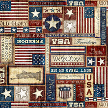 Load image into Gallery viewer, QT Fabrics - American Heritage - Americana Text - Red/Cream - 1/2 YARD CUT