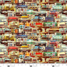 Load image into Gallery viewer, Blank Quilting - Historic Highways - Retro Cars and License Plates - 1/2 YARD CUT