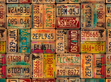 Load image into Gallery viewer, Blank Quilting - Historic Highways - Vintage License Plates - 1/2 YARD CUT