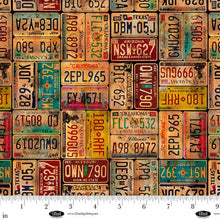 Load image into Gallery viewer, Blank Quilting - Historic Highways - Vintage License Plates - 1/2 YARD CUT
