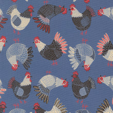 Load image into Gallery viewer, Moda Fabrics - The Henhouse - Chickens Cobalt - 1/2 YARD CUT