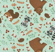 Load image into Gallery viewer, Wilmington Prints - Woodland Whimsy - Animal Toss - Teal - 1/2 YARD CUT