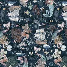 Load image into Gallery viewer, Windham Fabrics - Ocean Song - A Mermaid's Tale - Deep Sea - 1/2 YARD CUT