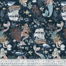Load image into Gallery viewer, Windham Fabrics - Ocean Song - A Mermaid's Tale - Deep Sea - 1/2 YARD CUT