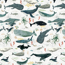 Load image into Gallery viewer, Windham Fabrics - Deep Blue - Creatures of the Sea - Foam - 1/2 YARD CUT