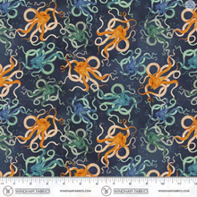 Load image into Gallery viewer, Windham Fabrics - Deep Blue - Octopodes - Deep Blue - 1/2 YARD CUT