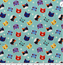 Load image into Gallery viewer, Wilmington Prints - Fe-line Frisky - Cat Heads Teal - 1/2 YARD CUT