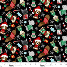 Load image into Gallery viewer, Studio E - Merry Woof-mas - Black Dog Toss - 1/2 YARD CUT
