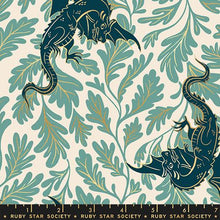 Load image into Gallery viewer, Ruby Star Society - Fireglow - Dragon Lair - Watercress Metallic - 1/2 YARD CUT