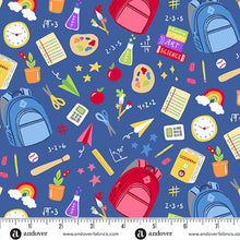 Load image into Gallery viewer, Andover Prints - Back to School - School Supplies - Royal - 1/2 YARD CUT