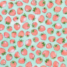 Load image into Gallery viewer, Robert Kaufman - Strawberry Season - Strawberries Seafoam - 1/2 YARD CUT