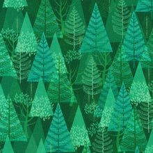 Load image into Gallery viewer, Robert Kaufman - Festive Fauna - Trees - Evergreen - 1/2 YARD