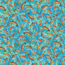 Load image into Gallery viewer, P&B Textiles - Bear in Mind - Tossed Fish - 1/2 YARD CUT