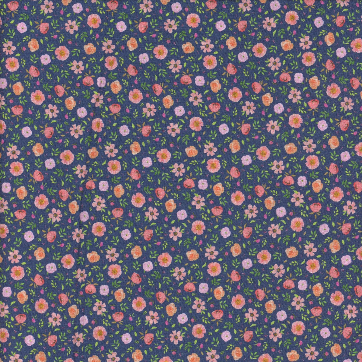 Blank Quilting - Bows and Blooms - Flower Heads - Navy - 1/2 YARD CUT ...