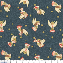 Load image into Gallery viewer, Lewis & Irene - Peace and Joy - Host of Angels on Blue - 1/2 YARD CUT
