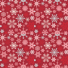 Load image into Gallery viewer, Riley Blake - Mistletoe & Holly - Snowflakes Barn Red - 1/2 YARD CUT