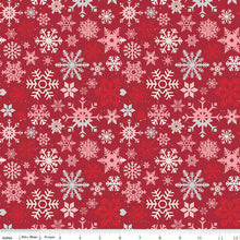 Load image into Gallery viewer, Riley Blake - Mistletoe & Holly - Snowflakes Barn Red - 1/2 YARD CUT