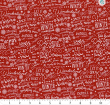 Load image into Gallery viewer, Riley Blake - A Perfect Winter - Text - Red - 1/2 YARD CUT