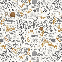 Load image into Gallery viewer, Timeless Treasures - Quirky Cats - Ball of Yarn and Text - 1/2 YARD CUT