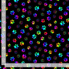 Load image into Gallery viewer, Timeless Treasures - Wildcat - Rainbow Paw Prints - 1/2 YARD CUT