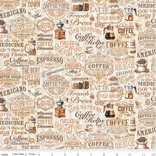 Load image into Gallery viewer, Riley Blake - Coffee Time - Text - 1/2 YARD CUT