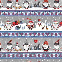Load image into Gallery viewer, Timeless Treasures - Nordic Gnomes - Border Stripe - 1/2 YARD CUT