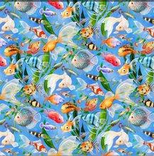 Load image into Gallery viewer, Timeless Treasures - Feline Fanatic - Aquarium Fish - 1/2 YARD CUT