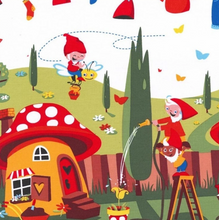 Load image into Gallery viewer, Michael Miller - Gnomeville - Gnome House Border Print - 1/2 YARD CUT