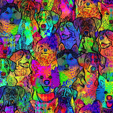 Load image into Gallery viewer, Timeless Treasures - Pupparazzi - Comic Dog Collage - 1/2 YARD CUT