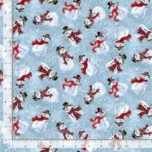 Load image into Gallery viewer, Timeless Treasures - Winter - Tossed Snowmen - 1/2 YARD CUT