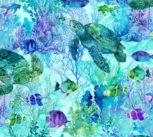 Load image into Gallery viewer, Northcott - Coral Reef - Turtle & Fish - 1/2 YARD CUT