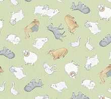 Load image into Gallery viewer, Northcott - The Nativity - Animal Toss - Green - 1/2 YARD CUT