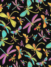 Load image into Gallery viewer, Timeless Treasures - Metallic Dragonflies - 1/2 YARD CUT