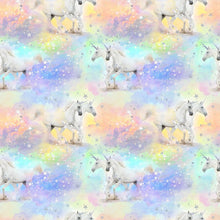 Load image into Gallery viewer, Timeless Treasures - Pastel Unicorns & Stars Metallic - 1/2 YARD CUT