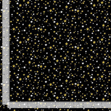 Load image into Gallery viewer, Timeless Treasures - Winter Rose - Black Metallic Stars - 1/2 YARD CUT