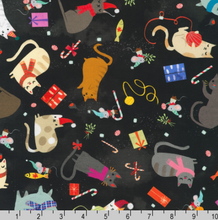 Load image into Gallery viewer, Robert Kaufman - Jingle Pals - Cats Licorice Christmas - 1/2 YARD CUT