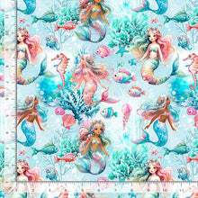 Load image into Gallery viewer, Timeless Treasures - Blue Underwater Mermaids - 1/2 YARD CUT