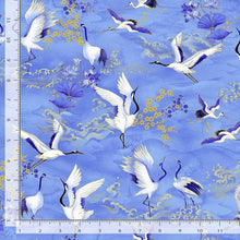 Load image into Gallery viewer, Timeless Treasures - Moonlight - Asian Crane Metallic - 1/2 YARD CUT