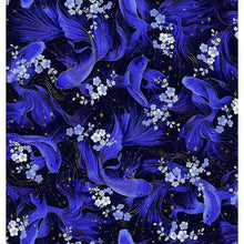Load image into Gallery viewer, Timeless Treasures - Moonlight - Metallic Butterfly Koi Fish - 1/2 YARD CUT
