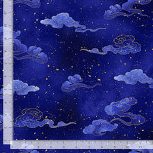Load image into Gallery viewer, Timeless Treasures - Moonlight - Wave Clouds Metallic - 1/2 YARD CUT